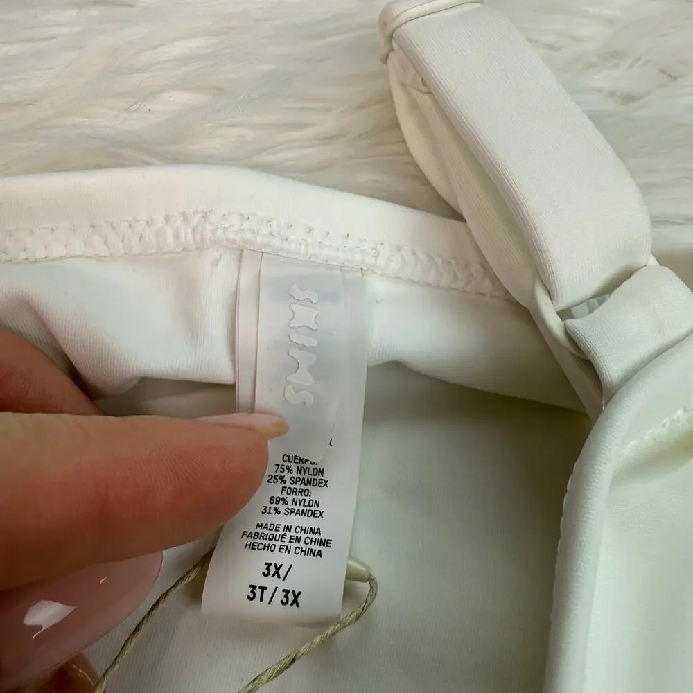 Skims Sculpting Swim Ruched One Piece Swimsuit White Marble Size 3x NWT